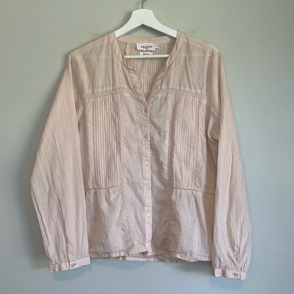 Cream/peach long sleeved button up blouse from indi&cold